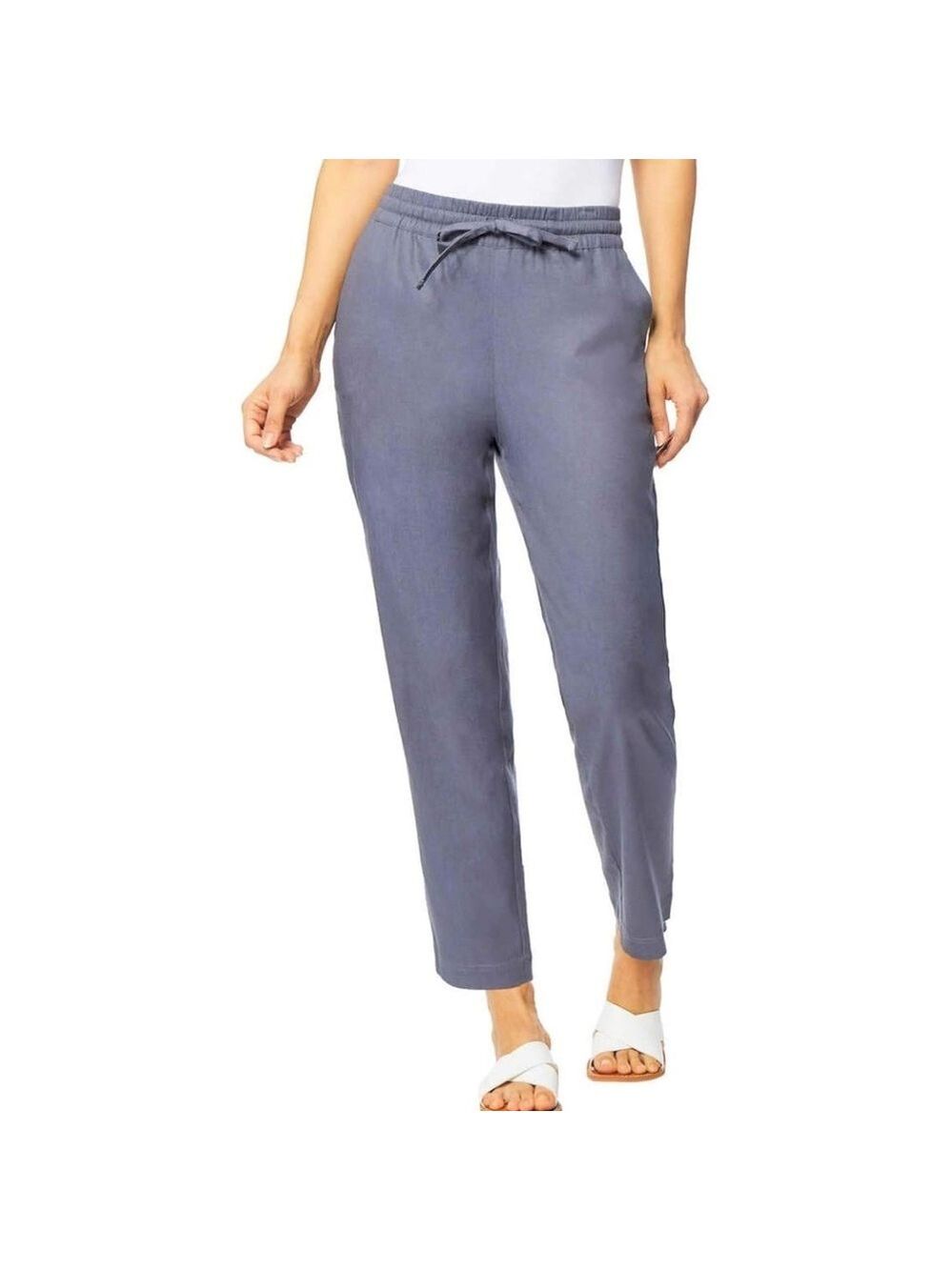 Women's Gray Elastic-Waist Drawstring Pants